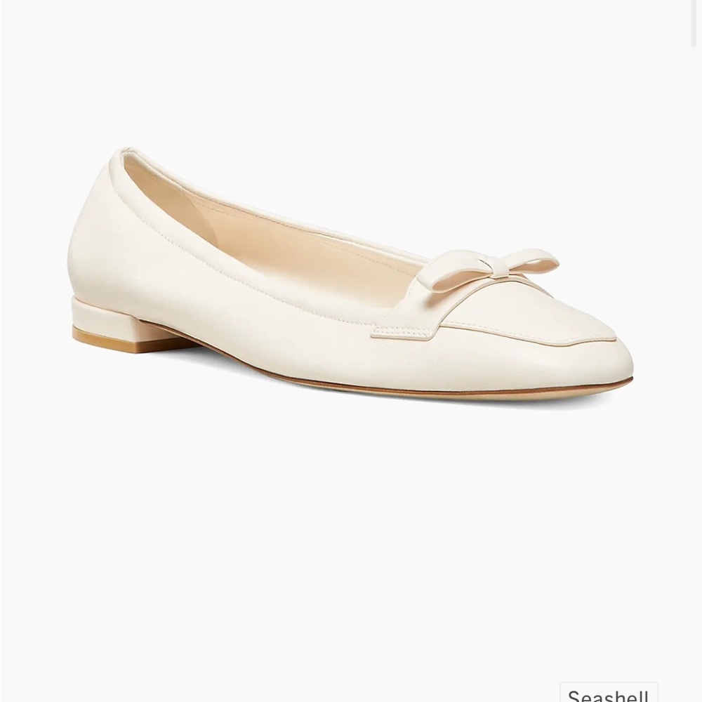 Stuart Weitzman Tully Lacquered Leather Flats 8.5 white
